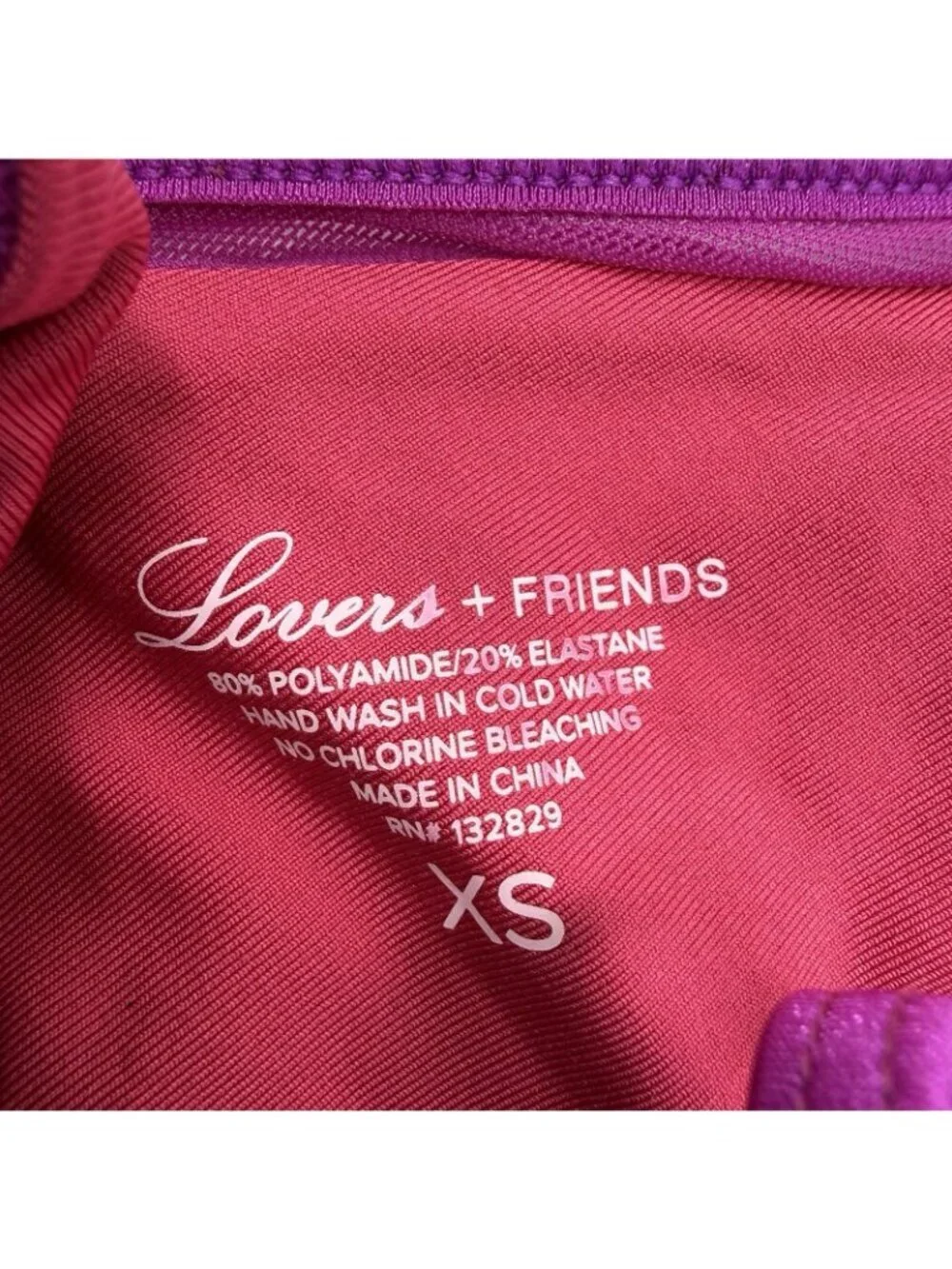 Lovers Friends Revolve Magenta Triangle Halter High Waist Mesh Bikini Set XS - Picture 7 of 7